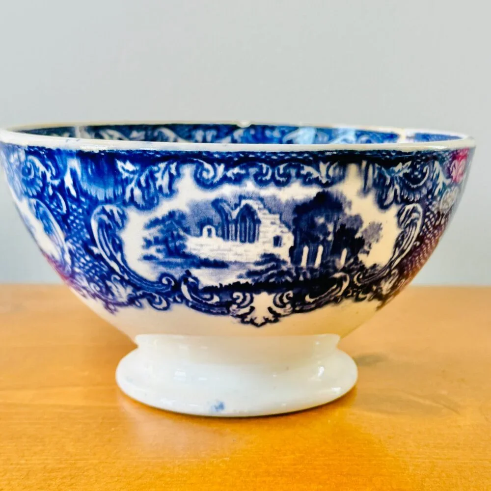 RARE Petrus Regout & Co Holland Abbey Pattern Blue Bowl
